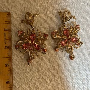 Vintage fancy, orange, and gold earrings